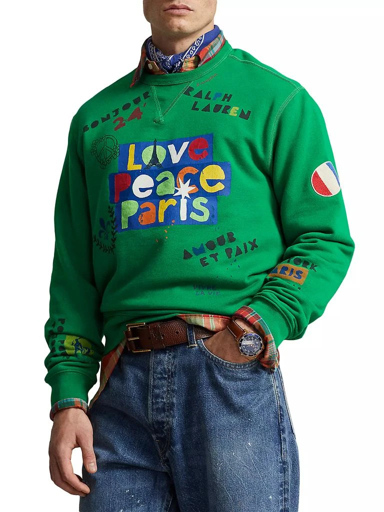 商品Ralph Lauren|'Love, Peace' Fleece Crewneck Sweatshirt,价格¥1860,第3张图片详细描述