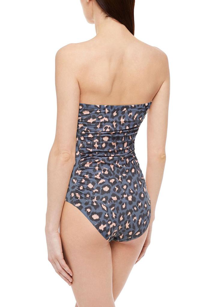 Separates Rectangle Link ruched leopard-print bandeau swimsuit商品第3张图片规格展示