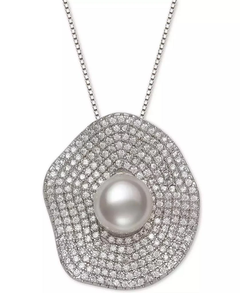 商品Belle de Mer|Cultured Freshwater Pearl (8mm) & Cubic Zirconia 18" Pendant Necklace in Sterling Silver,价格¥1514,第1张图片