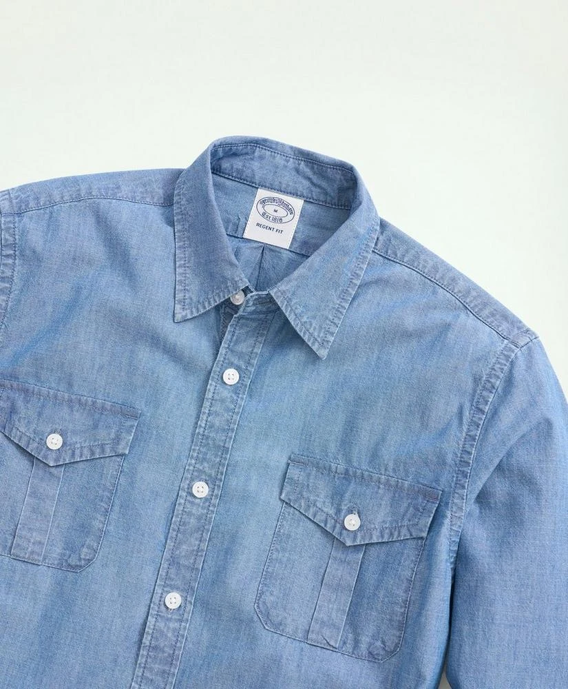 商品Brooks Brothers|Relaxed Cotton Chambray Military Shirt,价格¥777,第2张图片详细描述