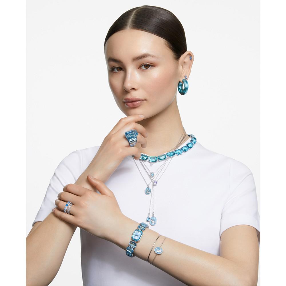 Silver-Tone Millenia Blue Crystal Pendant Two Row Necklace, 15-7/8" + 2" extender商品第6张图片规格展示