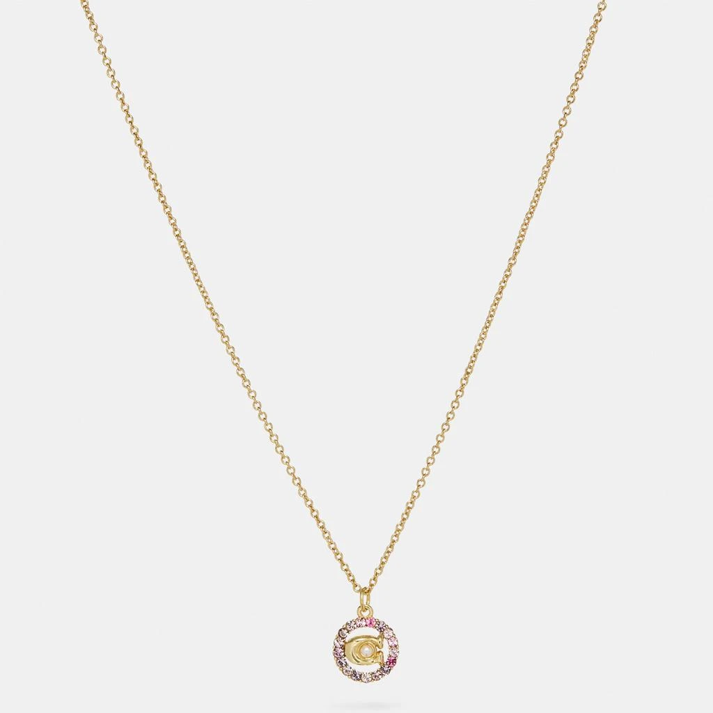 商品Coach|Coach Women's C Multi Crystal Necklace - Gold/Pink Multi,价格¥615,第1张图片