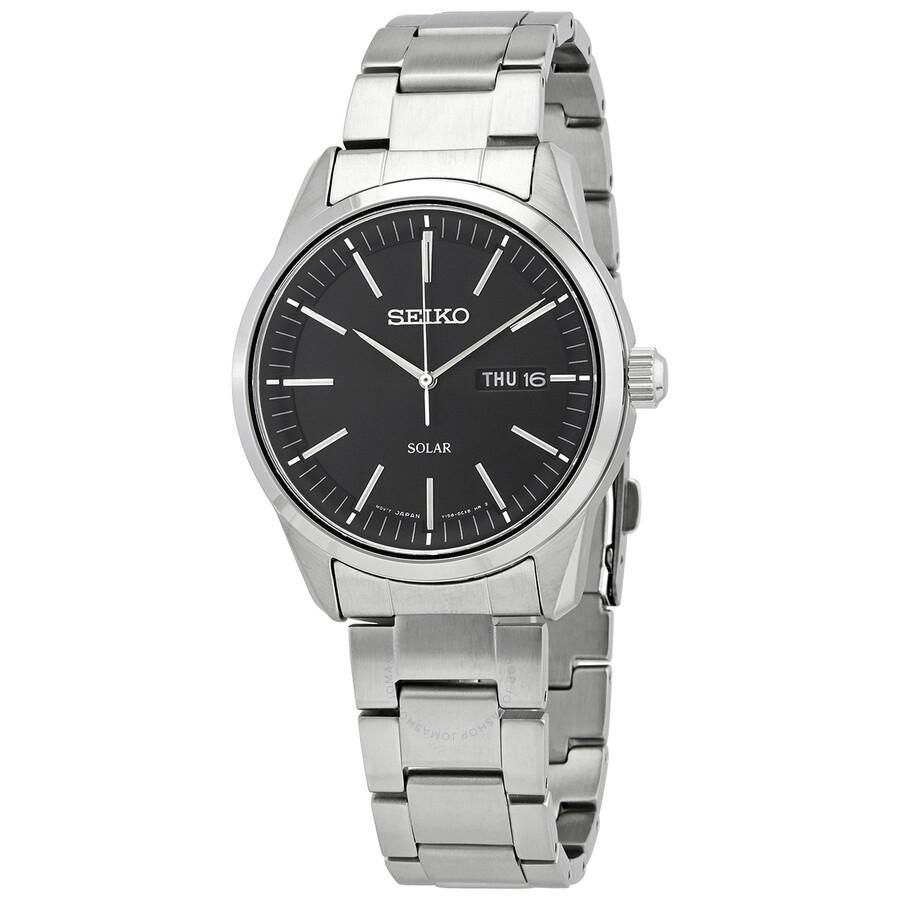 メンズウェア Black Watch Collared Snead Seiko Conceptual Black Dial Men's Watch SNE527 - Men's