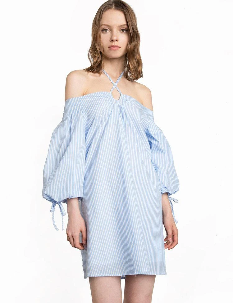 商品Pixie Market|Stripe Halter Tie Off The Shoulder Dress,价格¥599,第2张图片详细描述