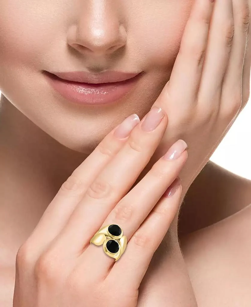 商品Effy|EFFY® Onyx Circle Polished Statement Ring in Gold-Plated Sterling Silver,价格¥1412,第2张图片详细描述