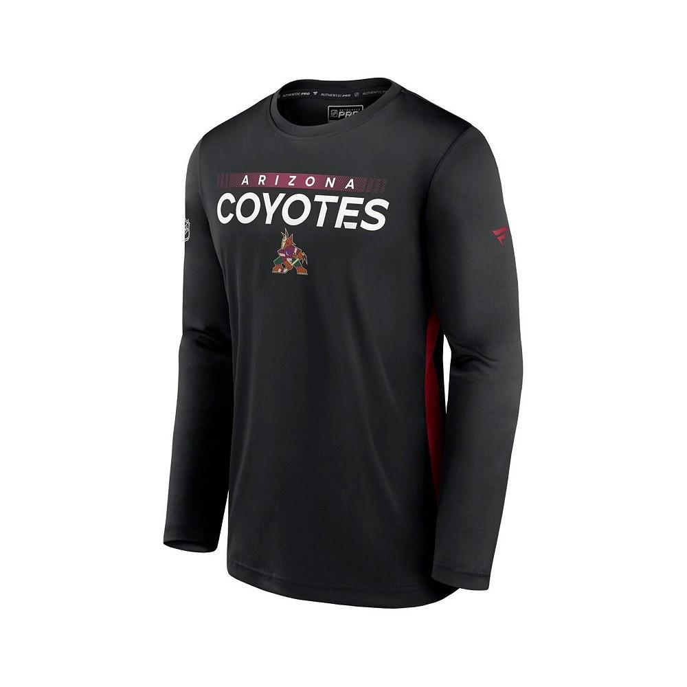 Men's Branded Black Arizona Coyotes Authentic Pro Rink Performance Long Sleeve T-shirt商品第3张图片规格展示