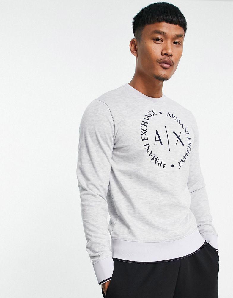 Armani Exchange circle logo crew neck sweat in grey商品第2张图片规格展示