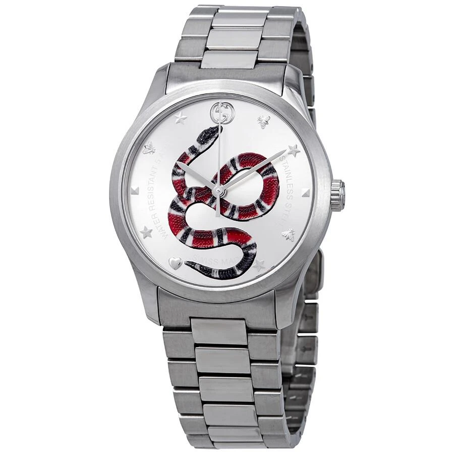 商品Gucci|G-Timeless Silver Dial with Snake Motif Stainless Steel Watch YA1264076,价格¥5974,第1张图片