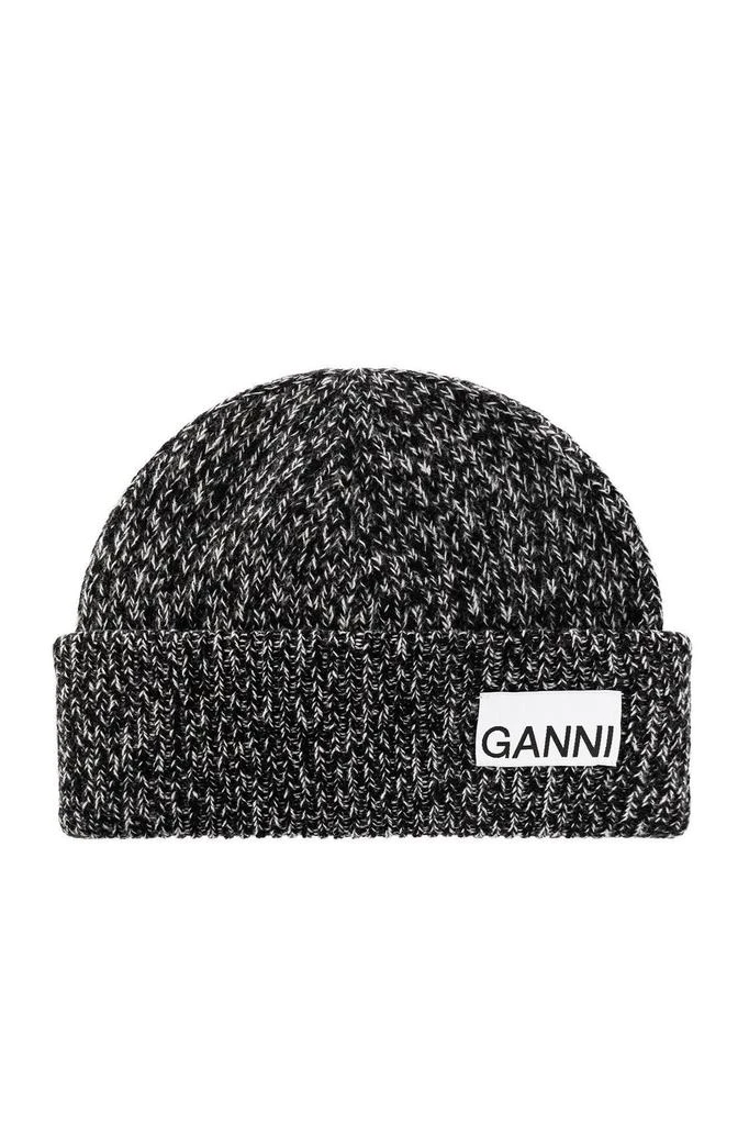 商品Ganni|Ganni Logo-Patch Ribbed-Knit Turn-Up Hem Beanie,价格¥517,第1张图片