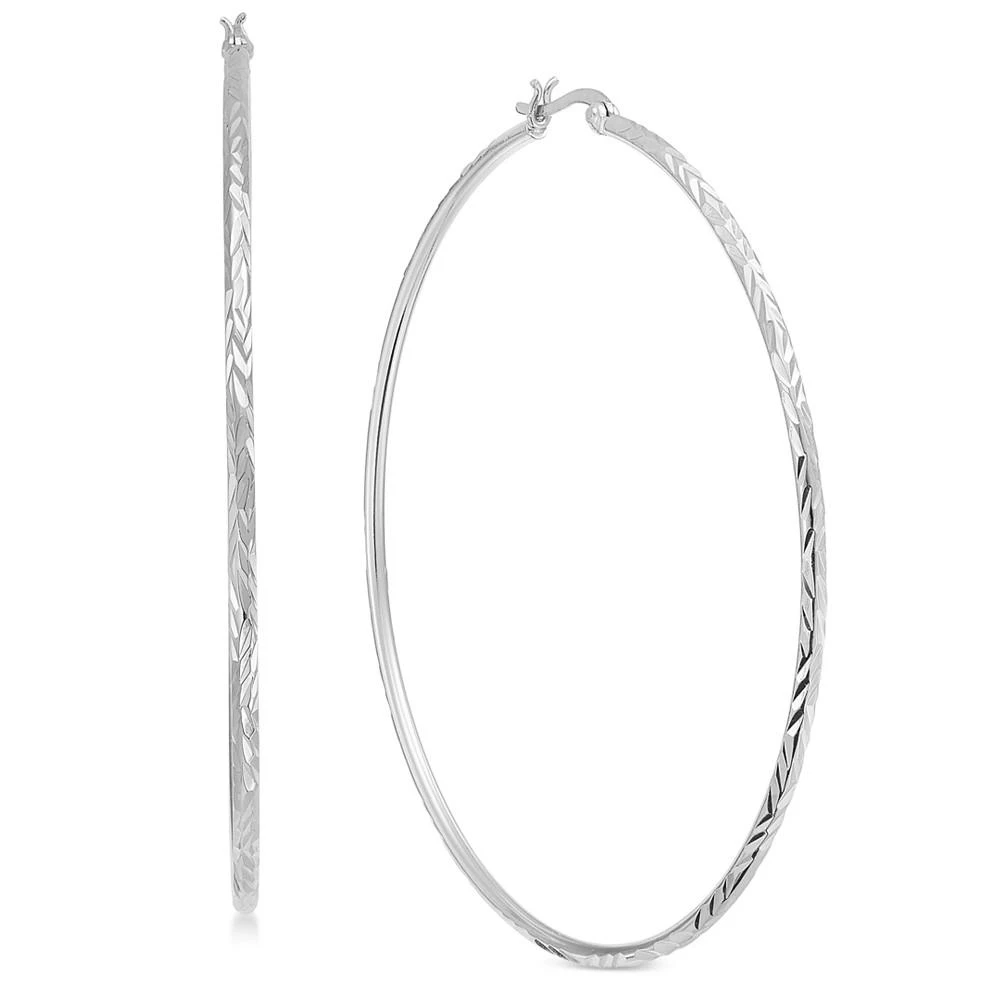 商品Essentials|Extra Large Silver Plated Textured Large Hoop Earrings,价格¥314,第1张图片