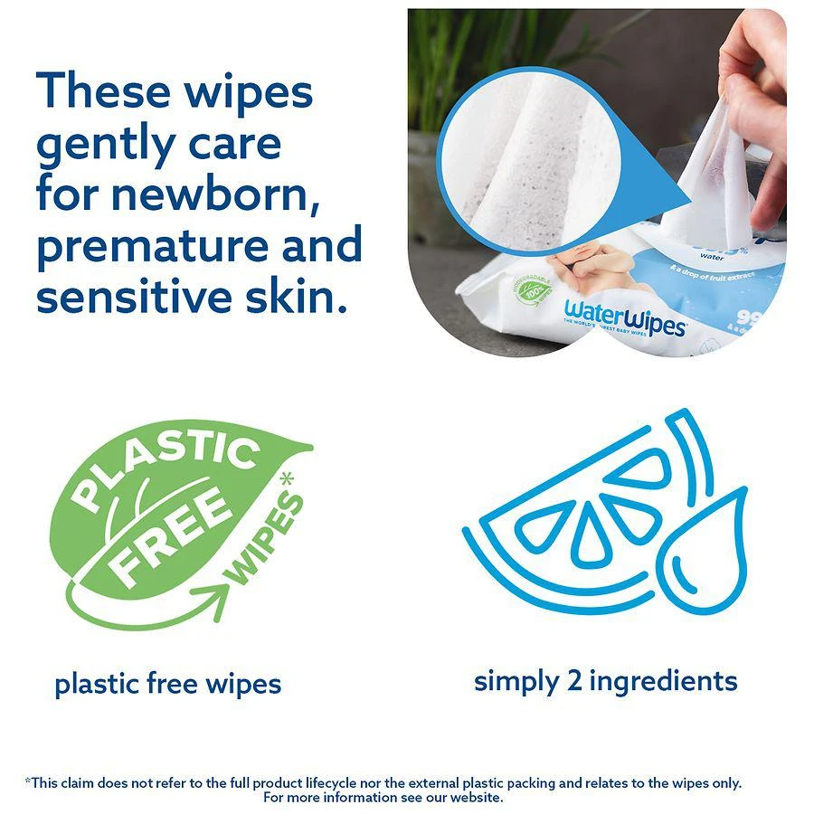 Plastic-Free Original Baby Wipes, Hypoallergenic for Sensitive Skin Unscented 商品