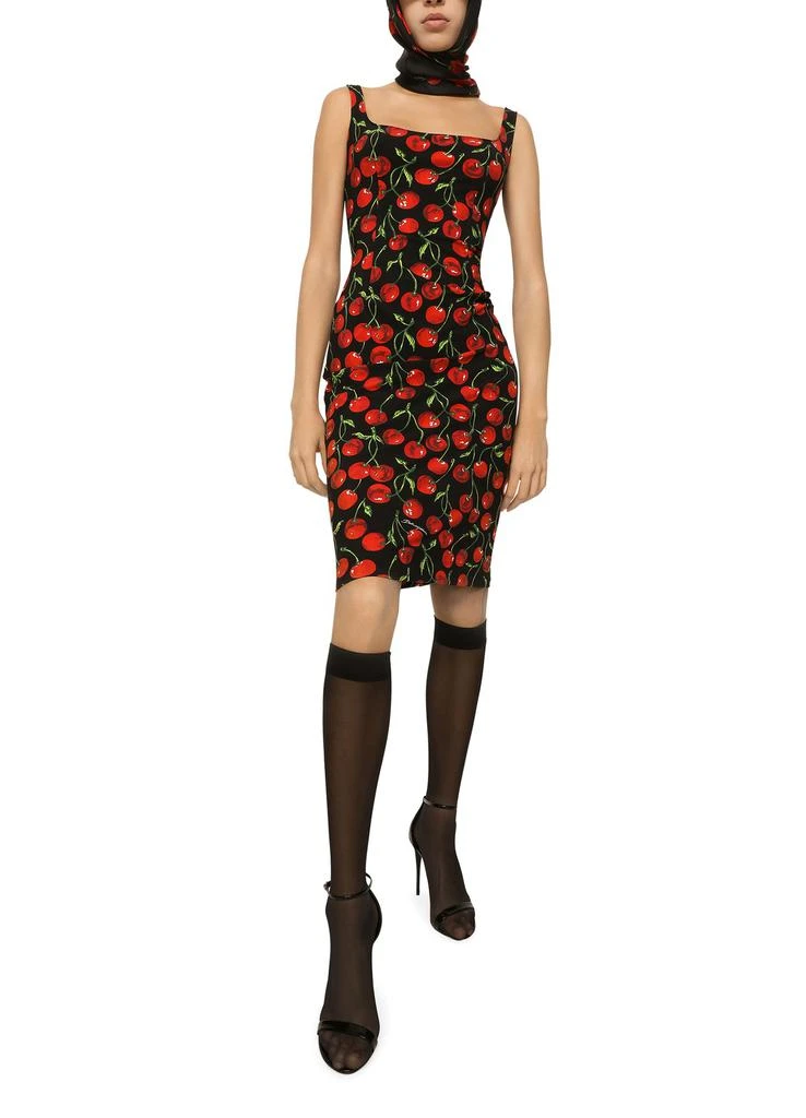 商品Dolce & Gabbana|樱桃印花平纹针织中长连衣裙,价格¥15999,第2张图片详细描述