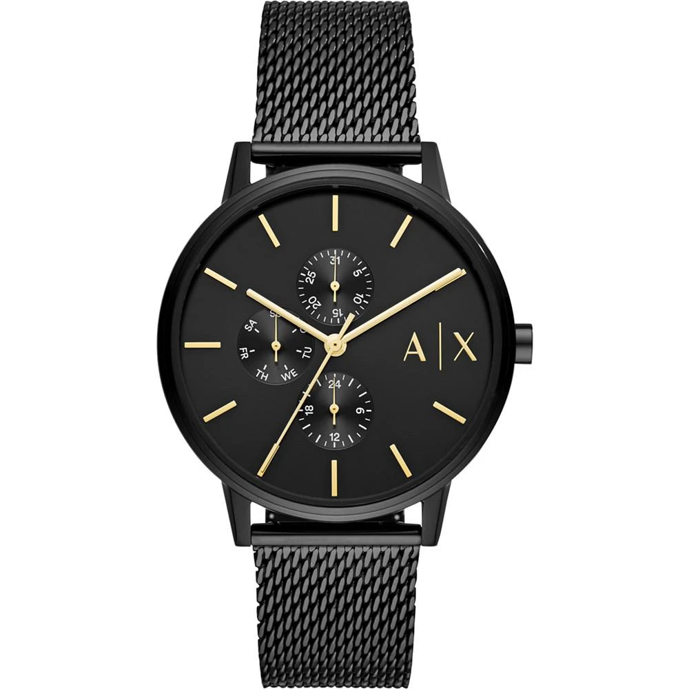 商品Armani Exchange|Men's Black Stainless Steel Mesh Bracelet Watch 42mm,价格¥1431,第1张图片