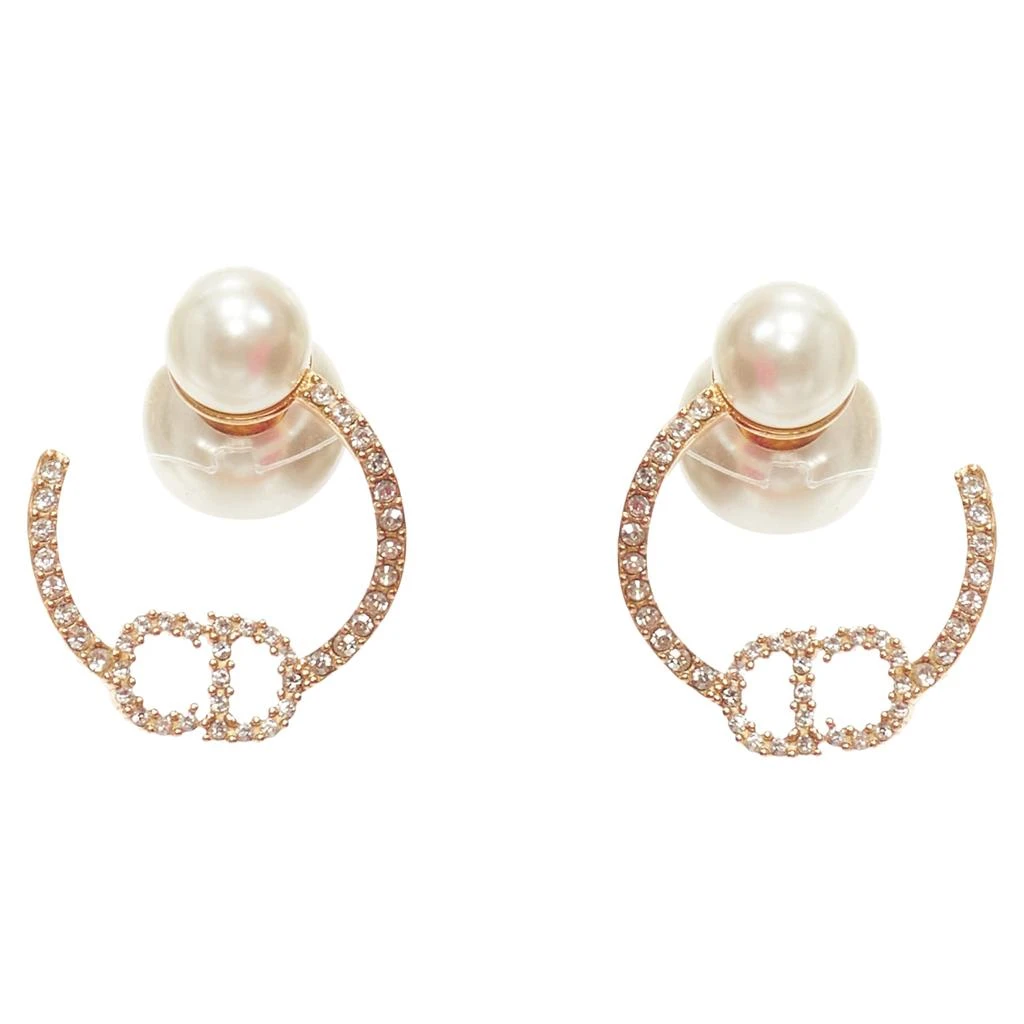 商品[二手商品] Dior|Tribales Gold Metal Crystal Pave CD Orbital Faux Pearl Pin Earrings,价格¥5012,第1张图片