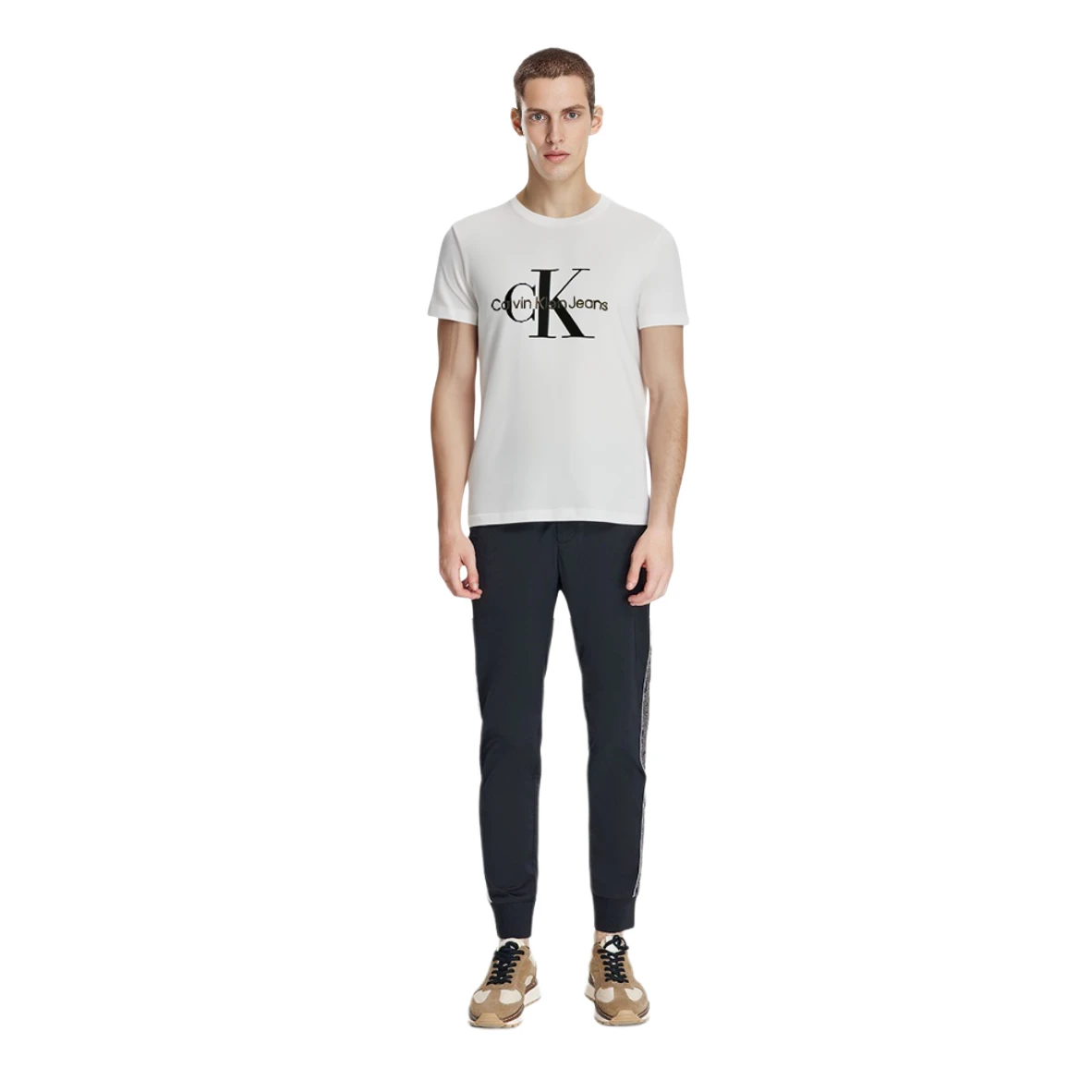 商品[国内直发] Calvin Klein|CALVIN KLEIN 印花Logo纯色纯棉圆领短袖T恤 男款 白色,价格¥579,第5张图片详细描述