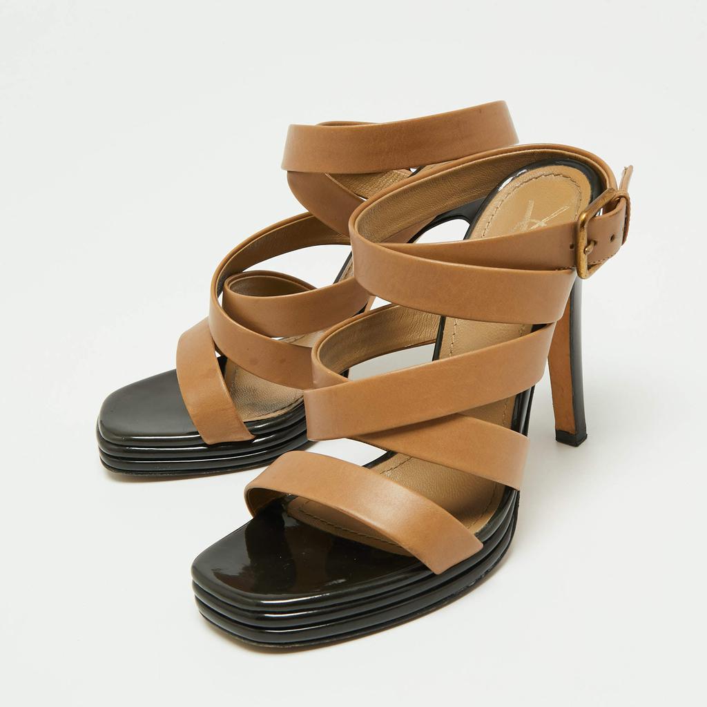 商品[二手商品] Yves Saint Laurent|Saint Laurent Paris Brown Leather Strappy Sandals Size 37,价格¥3059,第4张图片详细描述