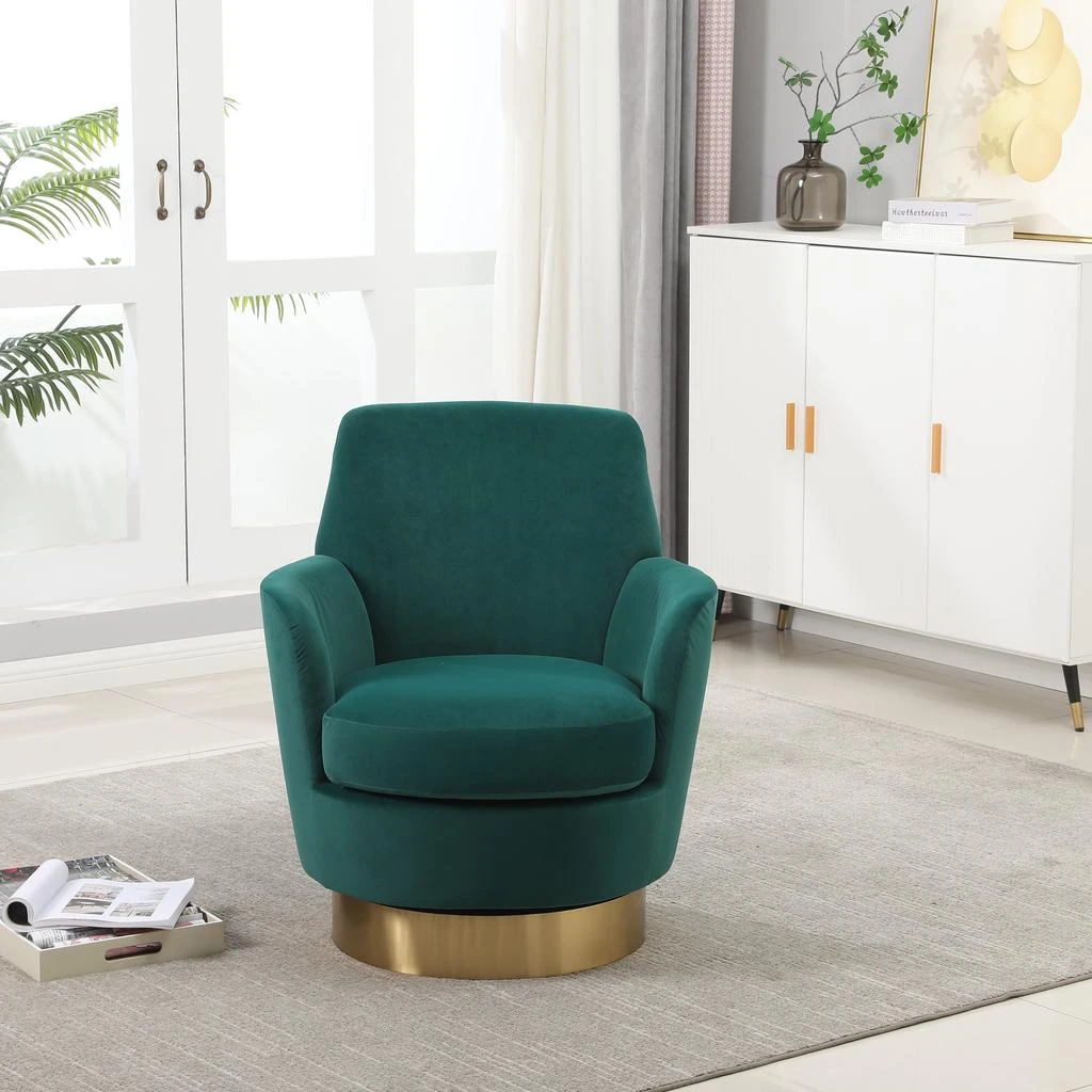 商品Streamdale Furniture|Streamdale Emerald Velvet Swivel Barrel Chair,价格¥3055,第1张图片
