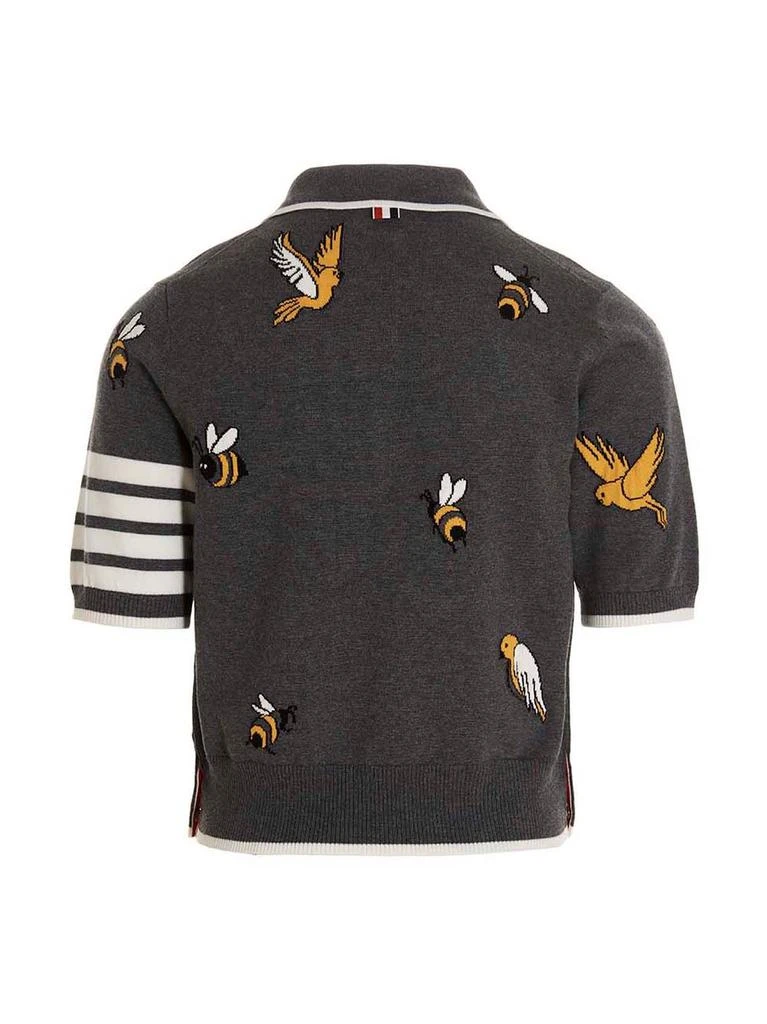 商品Thom Browne|Thom Browne 4-Bar Birds Bee Intarsia-Knitted Polo Shirt,价格¥5718,第2张图片详细描述