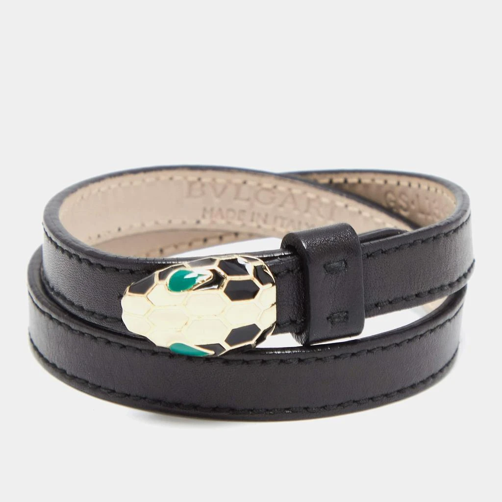 商品[二手商品] BVLGARI|Bvlgari Black Leather Serpenti Forever Double Wrap Bracelet,价格¥2595,第1张图片