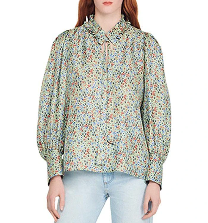 商品Sandro|Flowing Blouse with Liberty Flower Print,价格¥1478,第1张图片