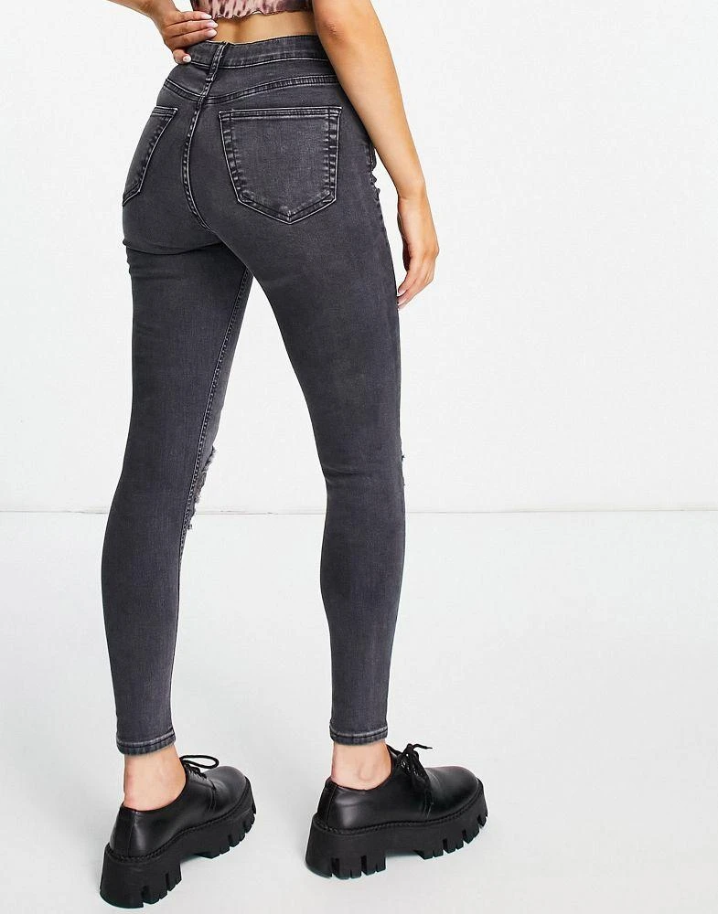 商品Topshop|Topshop Jamie jean with super rip in washed black,价格¥259,第4张图片详细描述