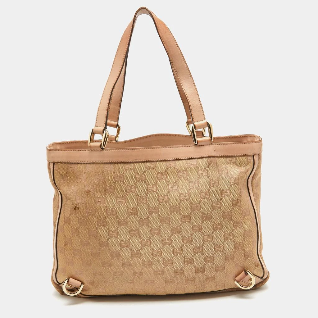 商品[二手商品] Gucci|Gucci Dusty Pink/Gold GG Lurex Fabric and Leather Tote,价格¥1894,第4张图片详细描述