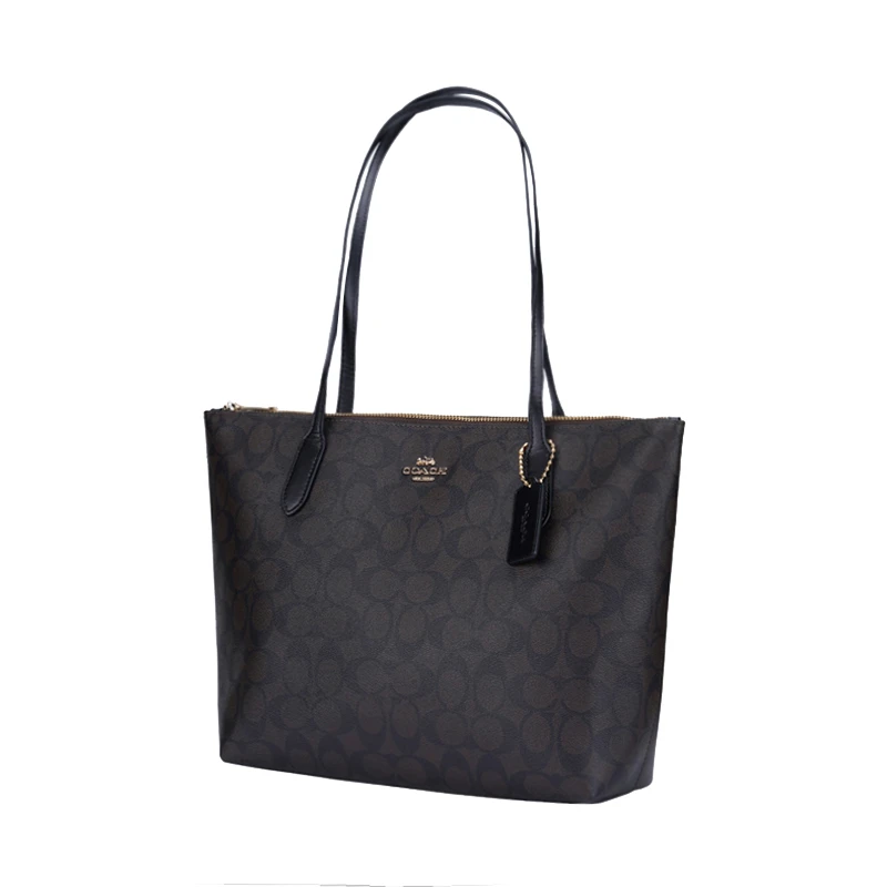 Coach 蔻驰 女士中号单肩托特包 深棕拼黑 4455IMAA8 送礼好物 商品