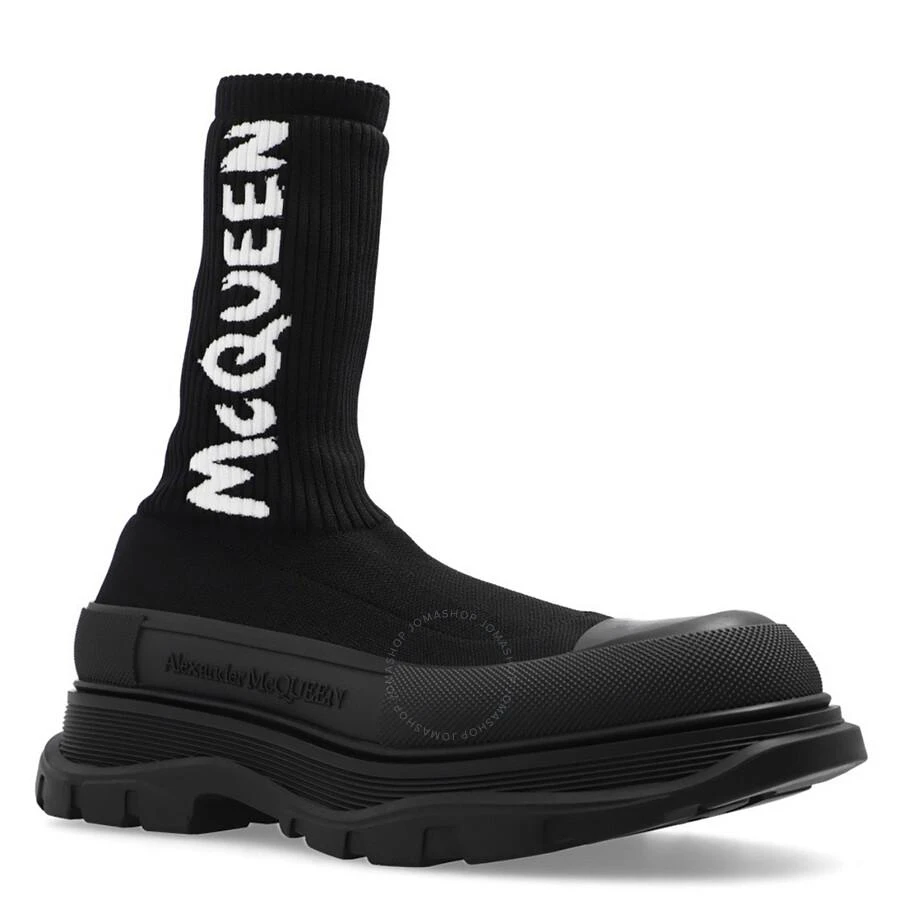 商品Alexander McQueen|Men's Graffiti Ribbed Knit Tread Slick Boots,价格¥1857,第3张图片详细描述