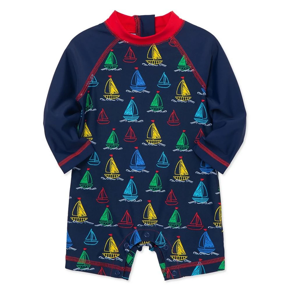 商品Little Me|Baby Boys Boat Long Sleeve Rash Guard Swimsuit,价格¥268,第2张图片详细描述