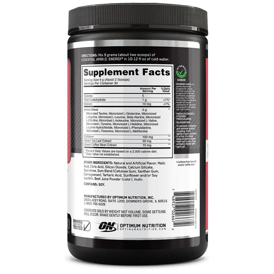 商品Optimum Nutrition|Amino Energy Watermelon,价格¥249,第3张图片详细描述