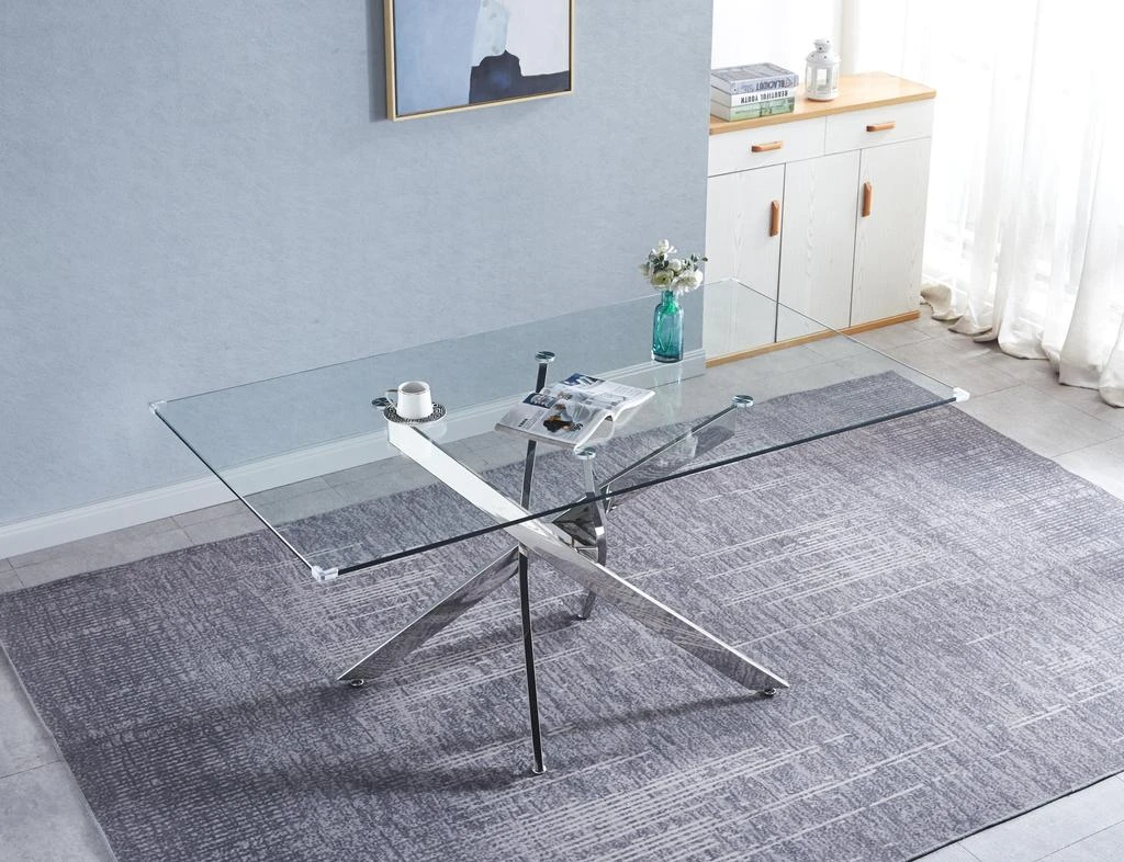 商品Simplie Fun|Rectangular Tempered Glass Dining Table,价格¥6607,第2张图片详细描述