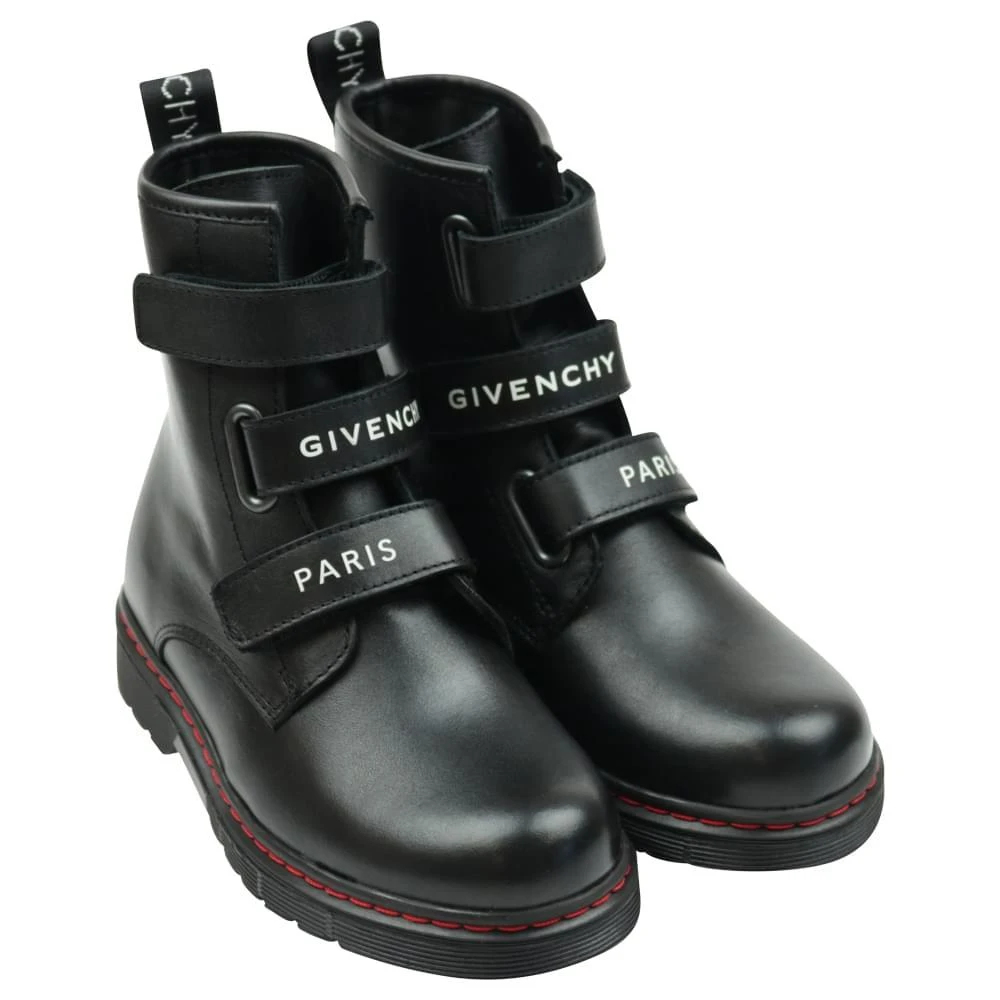 商品Givenchy|Black Touch-Strap Leather Boots,价格¥997,第2张图片详细描述