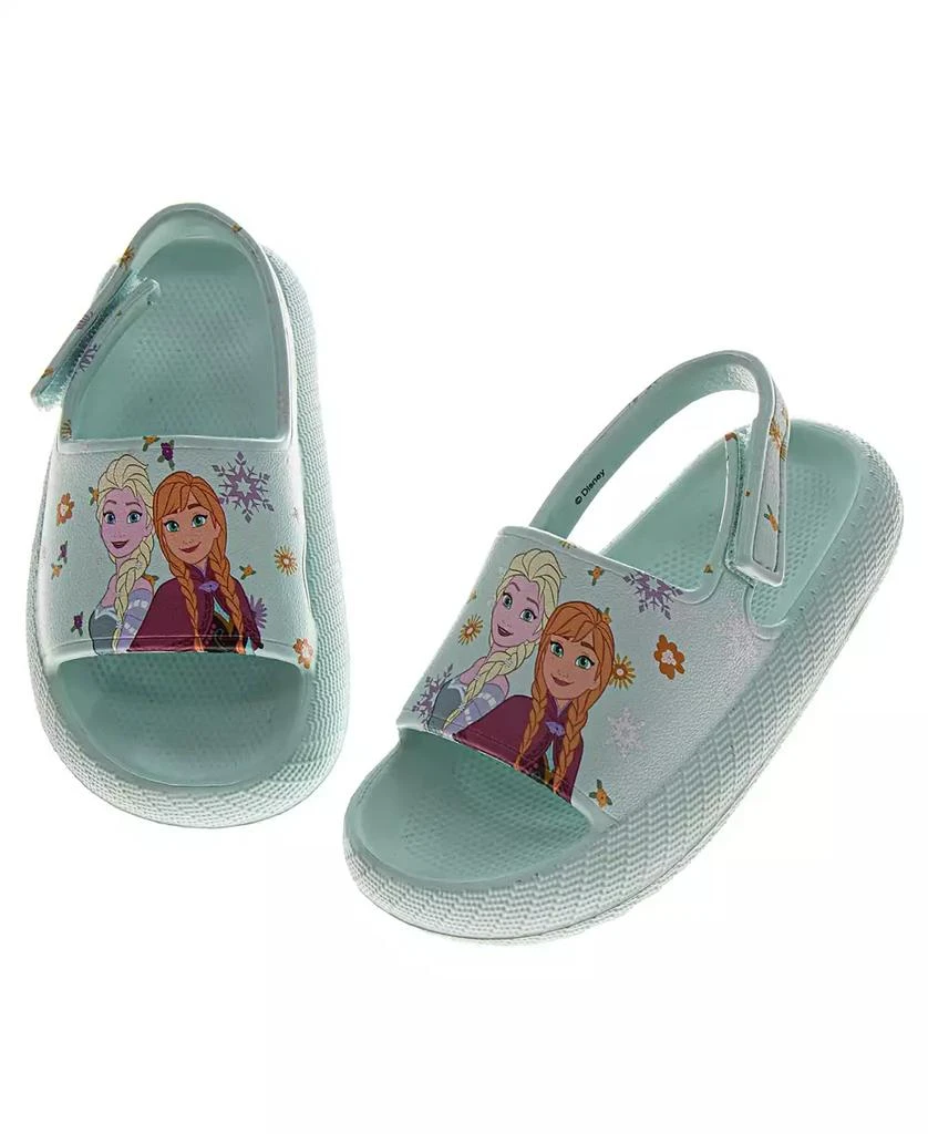 商品Disney|Toddler Girls Frozen Anna and Elsa Hook and Loop Backstrap Slides,价格¥221,第5张图片详细描述