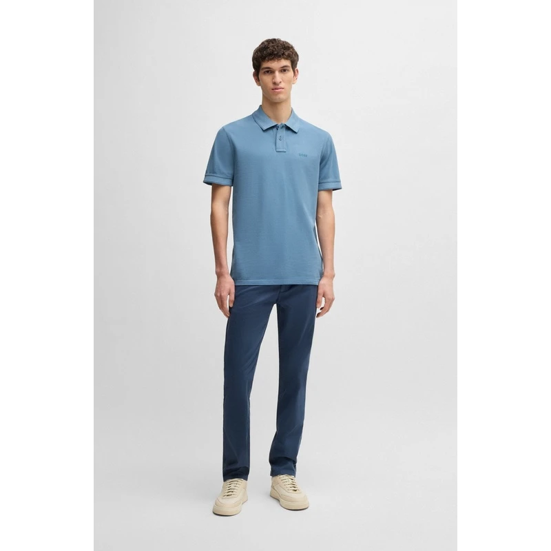 HUGO BOSS雨果BOSS ORANGE印有徽标的棉质珠地网眼Polo衫 商品