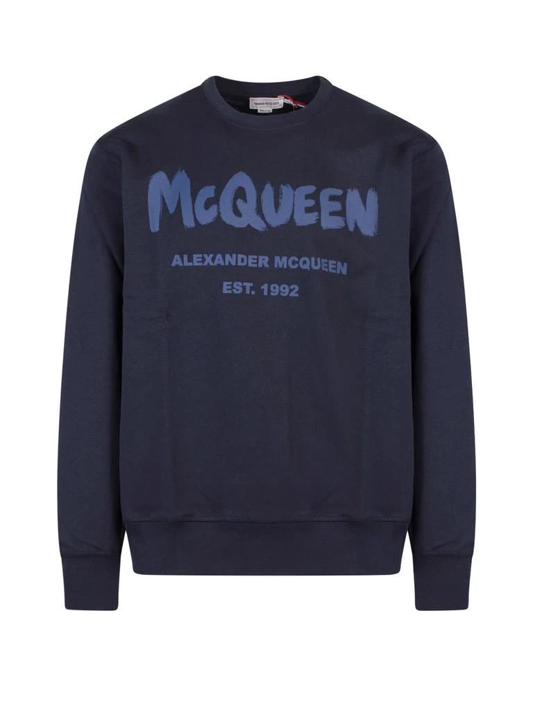 商品Alexander McQueen|Alexander McQueen Graffiti Logo Printed Crewneck Sweatshirt,价格¥2860,第1张图片