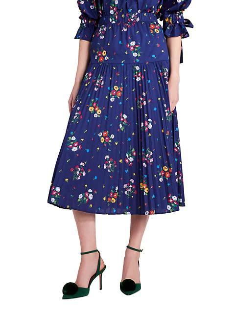 商品Kate Spade|Cluster Floral Pleated Midi Skirt,价格¥2184,第5张图片详细描述