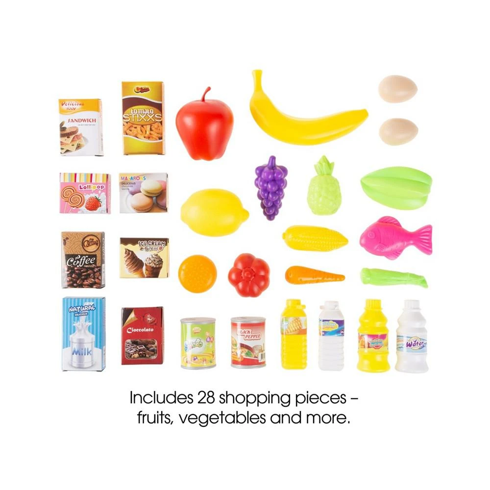 商品Trademark Global|Hey Play Kids Grocery Store Selling Stand - Supermarket Playset With Toy Cash Register, Scanner, Play Money, Shopping Basket And Food, 28 Pieces,价格¥618,第4张图片详细描述