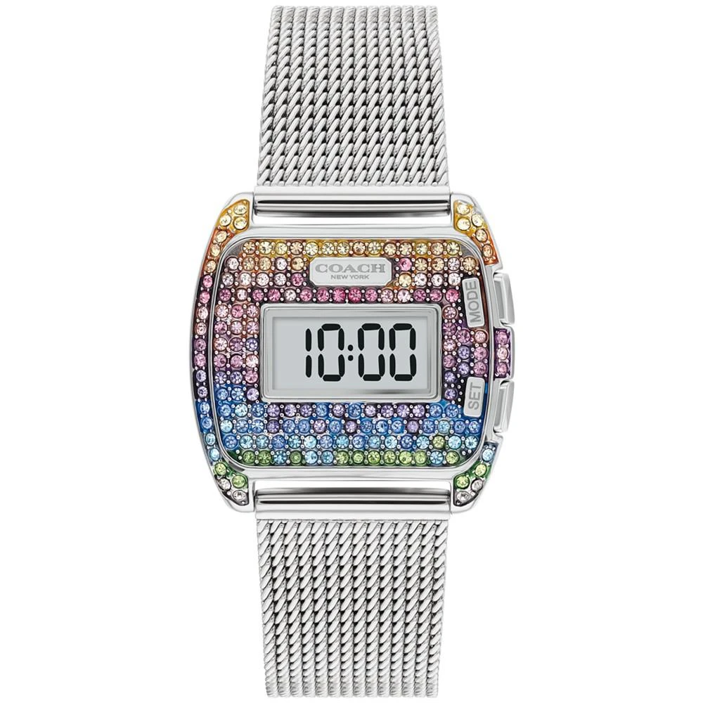 商品Coach|Women's Darcy Digital Rainbow Silver-Tone Stainless Steel Mesh Bracelet Watch, 30mm,价格¥1764,第1张图片