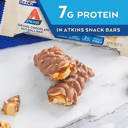 商品Atkins|Atkins Snack Bar, Caramel Chocolate Nut Roll, Keto Friendly (20 ct.),价格¥181,第4张图片详细描述