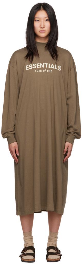 Brown Long Sleeve Midi Dress商品第1张图片规格展示