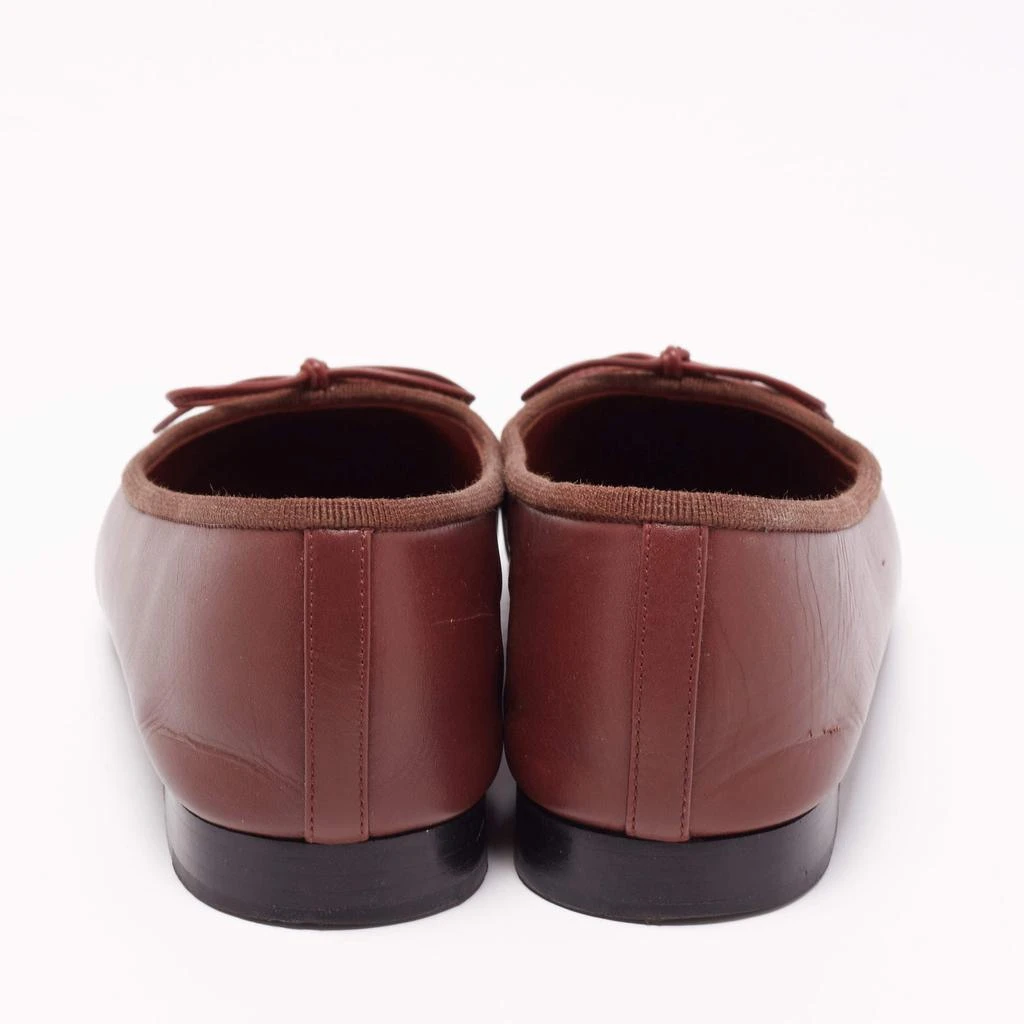 商品[二手商品] Chanel|Chanel Brown Leather CC Bow Cap Toe Ballet Flats Size 36,价格¥4429,第5张图片详细描述