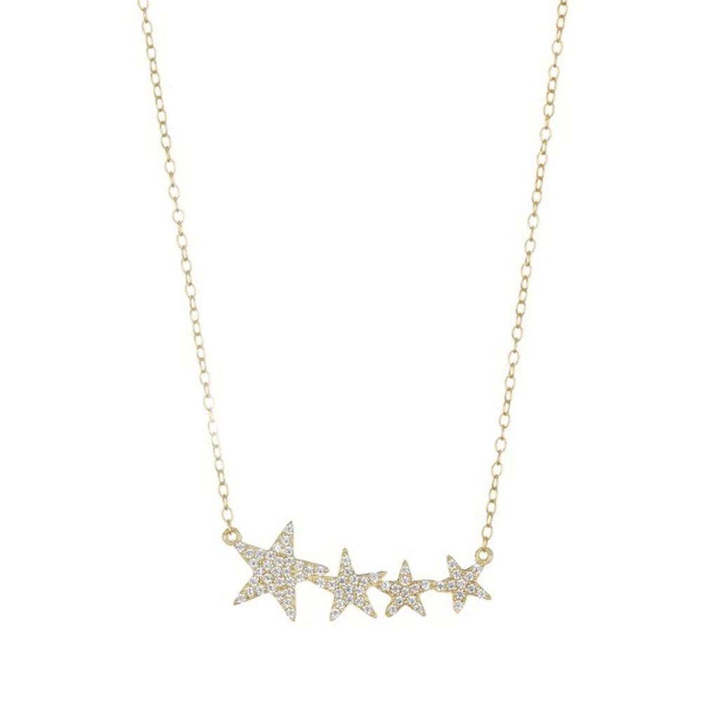 Adornia 14k Yellow Gold Plated .925 Sterling Silver Crystal Starburst Necklace商品第1张图片规格展示