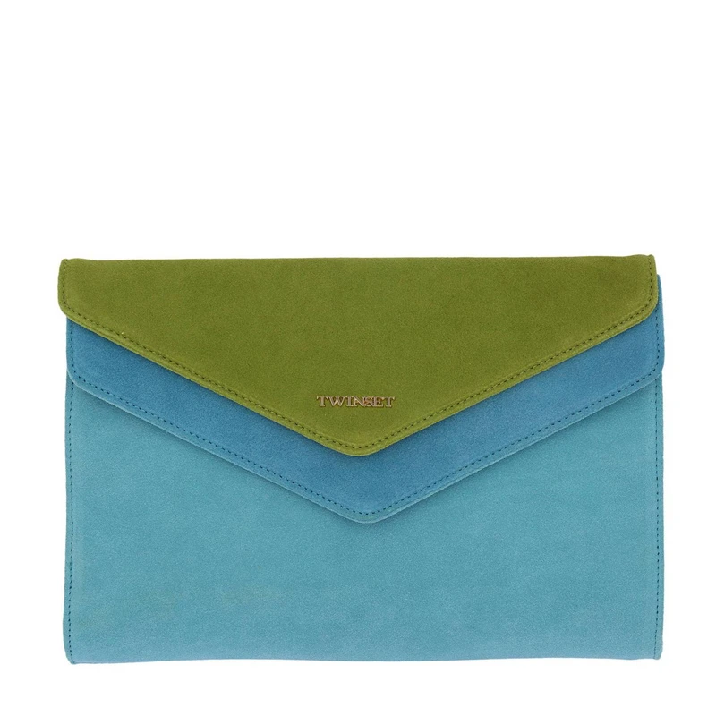 商品[国内直发] TWINSET|TWINSET  女士绿色拼蓝色天然皮革挎包 OS8TDP-02482,价格¥324,第1张图片