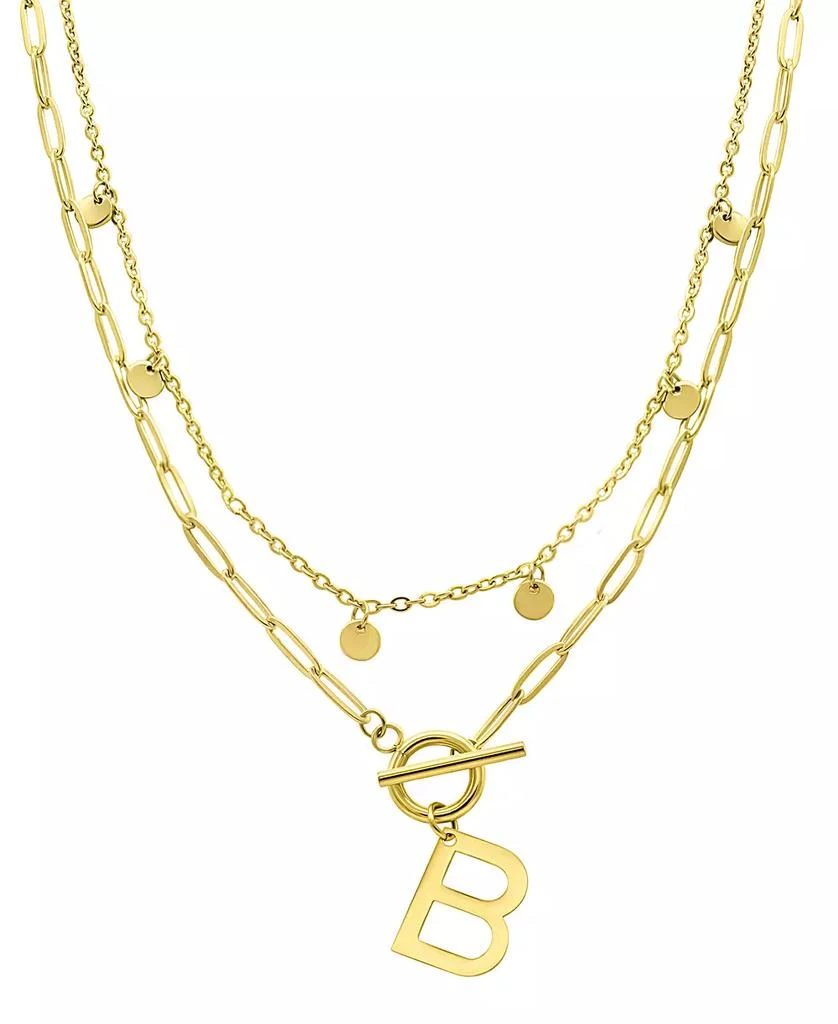 商品ADORNIA|Tarnish Resistant 14K Gold-Plated Confetti and Paperclip Layered Initial Toggle Necklace,价格¥228,第1张图片详细描述