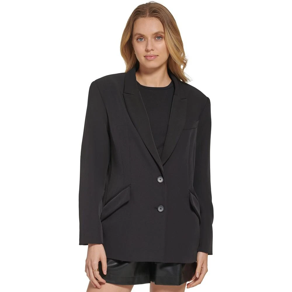 商品DKNY|Women's Peak Lapel Two-Button Long-Sleeve Blazer,价格¥1092,第1张图片