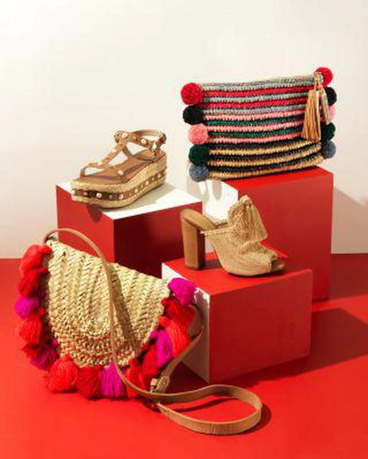 商品Loeffler Randall|Multicolor Tassel Raffia Pouch,价格¥758,第5张图片详细描述