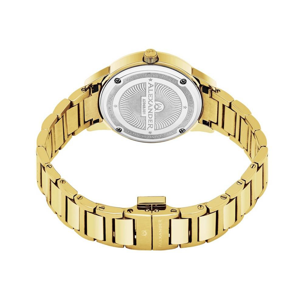 Alexander Watch AD204B-05, Ladies Quartz Moonphase Date Watch with Yellow Gold Tone Stainless Steel Case on Yellow Gold Tone Stainless Steel Bracelet商品第3张图片规格展示