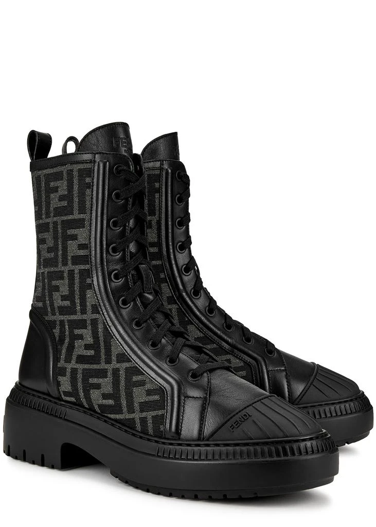 商品Fendi|Domino FF-jacquard leather biker boots,价格¥9478,第2张图片详细描述