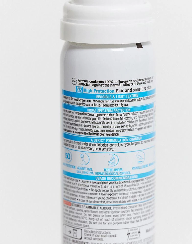商品Garnier|Garnier Ambre Solaire SPF 50 Super UV Over Makeup Face Mist 75ml,价格¥107,第2张图片详细描述