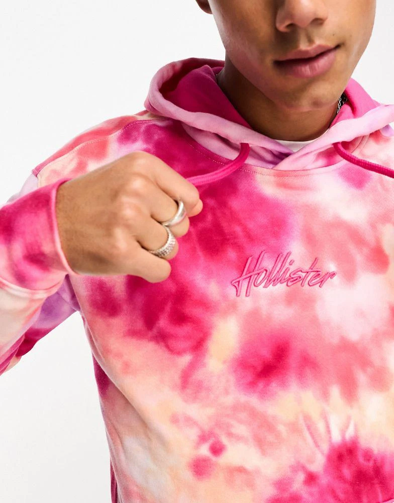 商品Hollister|Hollister co-ord central logo dopamine acid wash hoodie in pink,价格¥346,第3张图片详细描述